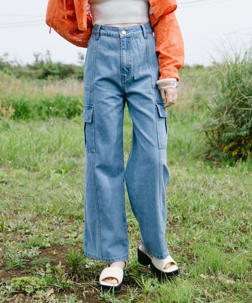 archives（アルシーヴ）の「ベイカーカーゴワイドデニム（デニムパンツ・レディース・サックスブルー/グレー・MEDIUM/SMALL）」の3枚目の写真