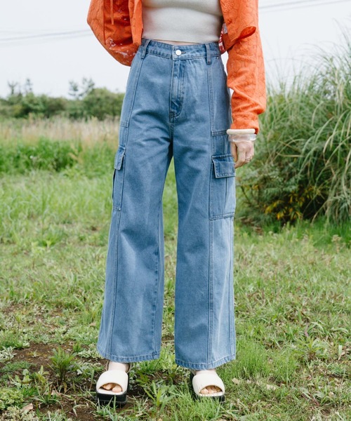 archives（アルシーヴ）の「ベイカーカーゴワイドデニム（デニムパンツ・レディース・サックスブルー/グレー・MEDIUM/SMALL）」の4枚目の写真