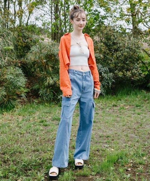 archives（アルシーヴ）の「ベイカーカーゴワイドデニム（デニムパンツ・レディース・サックスブルー/グレー・MEDIUM/SMALL）」の9枚目の写真