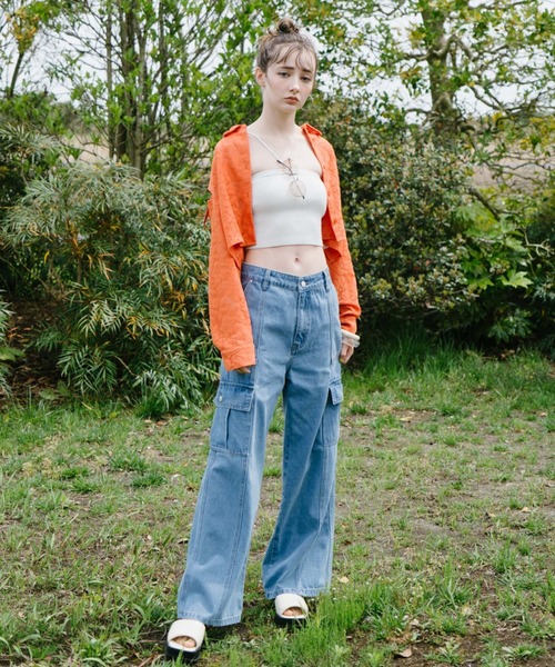 archives（アルシーヴ）の「ベイカーカーゴワイドデニム（デニムパンツ・レディース・サックスブルー/グレー・MEDIUM/SMALL）」の11枚目の写真