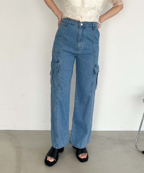 archives（アルシーヴ）の「ベイカーカーゴワイドデニム（デニムパンツ・レディース・サックスブルー/グレー・MEDIUM/SMALL）」の12枚目の写真