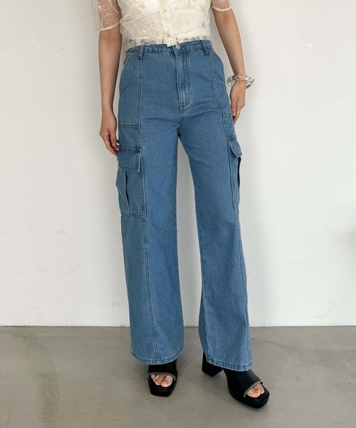 archives（アルシーヴ）の「ベイカーカーゴワイドデニム（デニムパンツ・レディース・サックスブルー/グレー・MEDIUM/SMALL）」の13枚目の写真