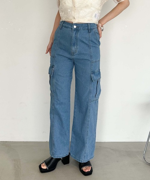 archives（アルシーヴ）の「ベイカーカーゴワイドデニム（デニムパンツ・レディース・サックスブルー/グレー・MEDIUM/SMALL）」の14枚目の写真