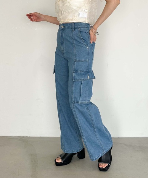 archives（アルシーヴ）の「ベイカーカーゴワイドデニム（デニムパンツ・レディース・サックスブルー/グレー・MEDIUM/SMALL）」の15枚目の写真