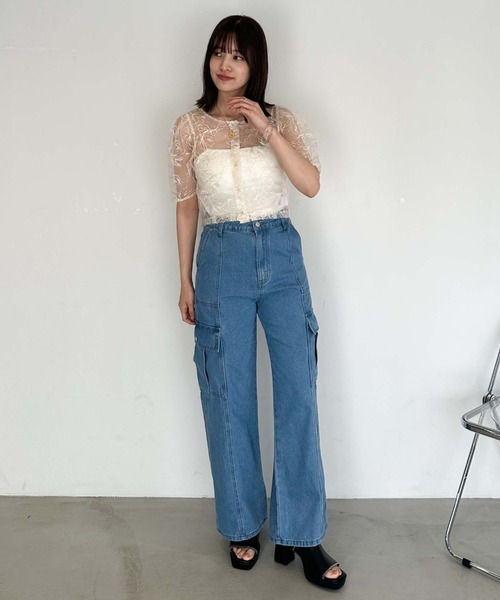 archives（アルシーヴ）の「ベイカーカーゴワイドデニム（デニムパンツ・レディース・サックスブルー/グレー・MEDIUM/SMALL）」の17枚目の写真