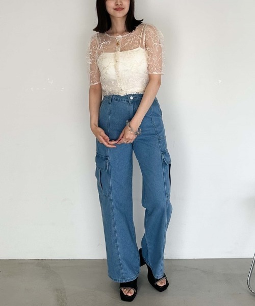 archives（アルシーヴ）の「ベイカーカーゴワイドデニム（デニムパンツ・レディース・サックスブルー/グレー・MEDIUM/SMALL）」の18枚目の写真