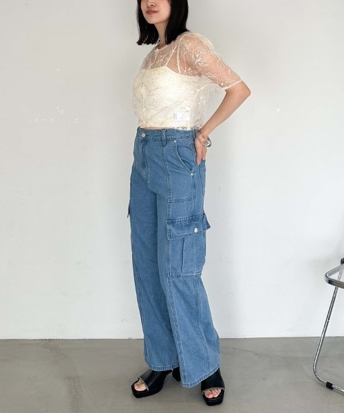 archives（アルシーヴ）の「ベイカーカーゴワイドデニム（デニムパンツ・レディース・サックスブルー/グレー・MEDIUM/SMALL）」の19枚目の写真