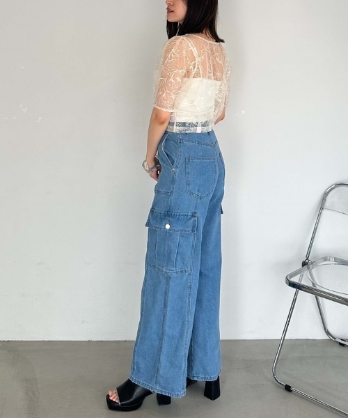 archives（アルシーヴ）の「ベイカーカーゴワイドデニム（デニムパンツ・レディース・サックスブルー/グレー・MEDIUM/SMALL）」の20枚目の写真