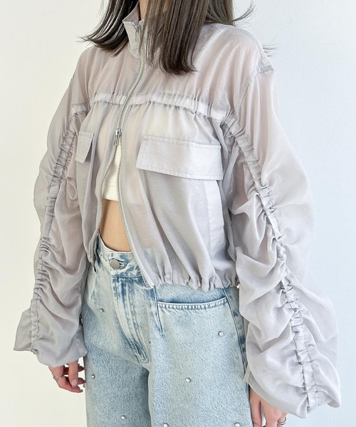 Heather（ヘザー）の「ナイロンギャザーシアーブルゾン　120581（ブルゾン・レディース・ブラック/グレー/オフホワイト・FREE）」の5枚目の写真