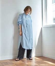 STYLE DELI | 微シアー＆微光沢シワ加工シャツワンピース(ワンピース)
