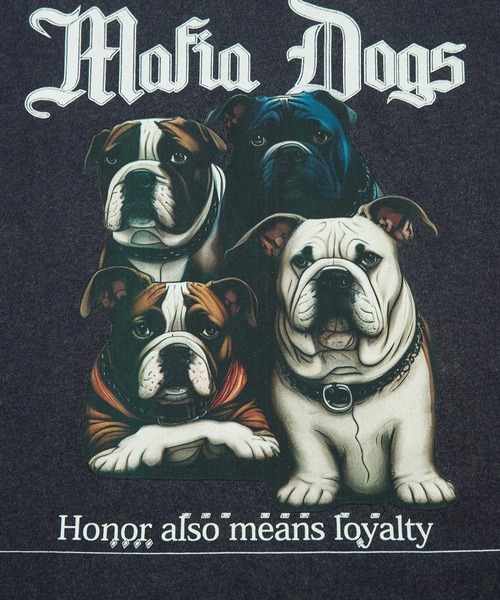 HOOK(フック)の「HOOK -original- マフィアわんこプリントウォッシュ半袖TEE (SS)(Tシャツ/カットソー・メンズ・ネイビー/グレー/ブラック/ブラウン・M/XL/L)」の21枚目の写真