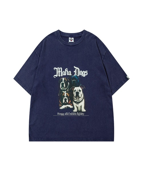 HOOK(フック)の「HOOK -original- マフィアわんこプリントウォッシュ半袖TEE (SS)(Tシャツ/カットソー・メンズ・ネイビー/グレー/ブラック/ブラウン・M/XL/L)」の7枚目の写真