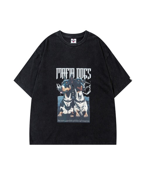 HOOK(フック)の「HOOK -original- マフィアわんこプリントウォッシュ半袖TEE (SS)(Tシャツ/カットソー・メンズ・ネイビー/グレー/ブラック/ブラウン・M/XL/L)」の5枚目の写真
