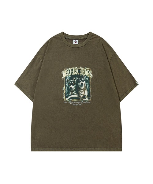 HOOK(フック)の「HOOK -original- マフィアわんこプリントウォッシュ半袖TEE (SS)(Tシャツ/カットソー・メンズ・ネイビー/グレー/ブラック/ブラウン・M/XL/L)」の9枚目の写真