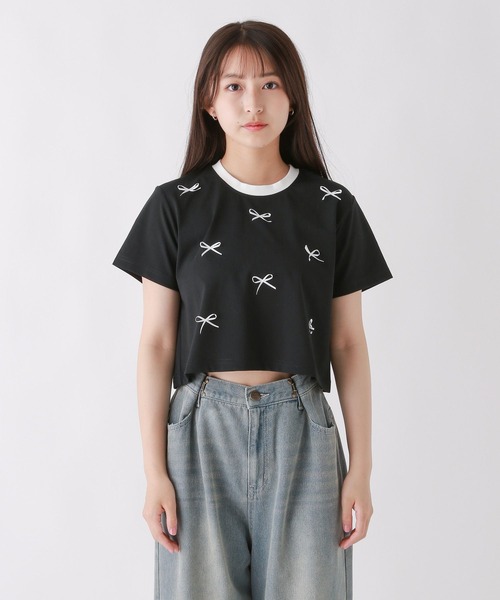 repipi armario(レピピ アルマリオ)の「RibbonリンガーTシャツ(Tシャツ/カットソー・キッズ・ホワイト/ピンク/ブラック・SMALL/MEDIUM/LARGE)」の10枚目の写真