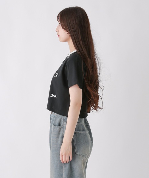 repipi armario(レピピ アルマリオ)の「RibbonリンガーTシャツ(Tシャツ/カットソー・キッズ・ホワイト/ピンク/ブラック・SMALL/MEDIUM/LARGE)」の11枚目の写真