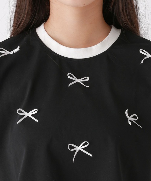 repipi armario(レピピ アルマリオ)の「RibbonリンガーTシャツ(Tシャツ/カットソー・キッズ・ホワイト/ピンク/ブラック・SMALL/MEDIUM/LARGE)」の13枚目の写真