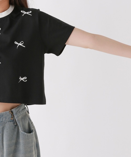repipi armario(レピピ アルマリオ)の「RibbonリンガーTシャツ(Tシャツ/カットソー・キッズ・ホワイト/ピンク/ブラック・SMALL/MEDIUM/LARGE)」の14枚目の写真
