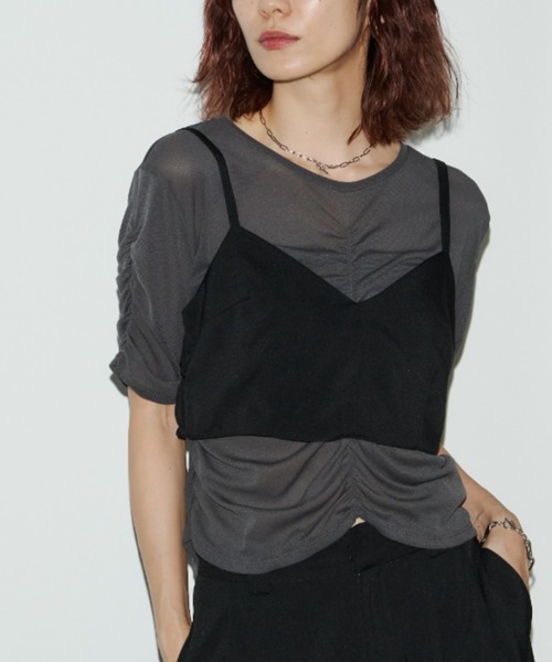 Auntie Rosa Holiday(アンティローザホリデー)の「パワーメッシュシャーリングTEE(Tシャツ/カットソー・レディース・グレー/オフホワイト/ブラック/ブルー・FREE)」の4枚目の写真