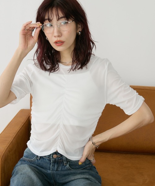 Auntie Rosa Holiday(アンティローザホリデー)の「パワーメッシュシャーリングTEE(Tシャツ/カットソー・レディース・グレー/オフホワイト/ブラック/ブルー・FREE)」の2枚目の写真