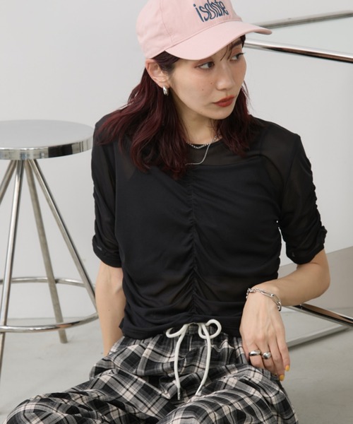 Auntie Rosa Holiday(アンティローザホリデー)の「パワーメッシュシャーリングTEE(Tシャツ/カットソー・レディース・グレー/オフホワイト/ブラック/ブルー・FREE)」の3枚目の写真