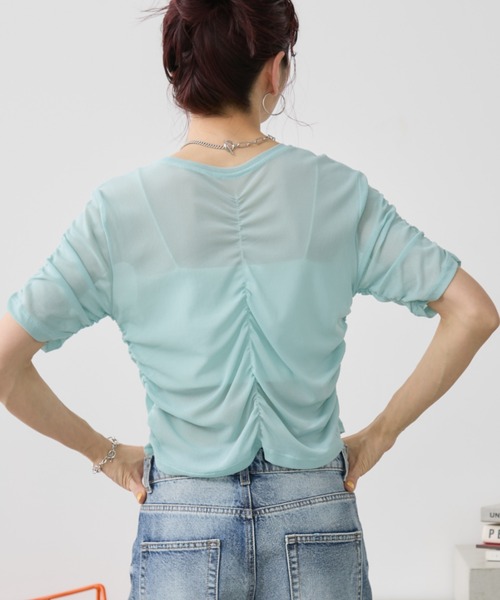 Auntie Rosa Holiday(アンティローザホリデー)の「パワーメッシュシャーリングTEE(Tシャツ/カットソー・レディース・グレー/オフホワイト/ブラック/ブルー・FREE)」の5枚目の写真