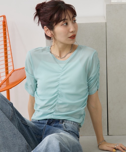 Auntie Rosa Holiday(アンティローザホリデー)の「パワーメッシュシャーリングTEE(Tシャツ/カットソー・レディース・グレー/オフホワイト/ブラック/ブルー・FREE)」の11枚目の写真