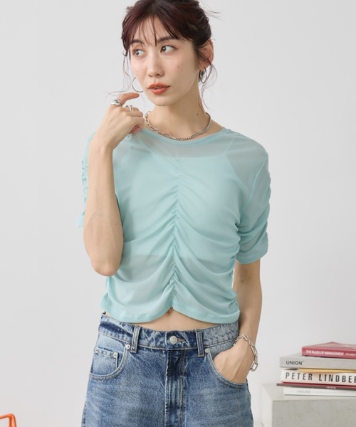 Auntie Rosa Holiday(アンティローザホリデー)の「パワーメッシュシャーリングTEE(Tシャツ/カットソー・レディース・グレー/オフホワイト/ブラック/ブルー・FREE)」の8枚目の写真