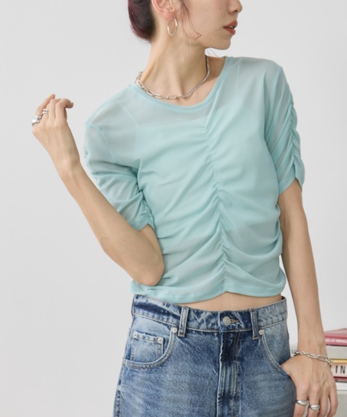 Auntie Rosa Holiday(アンティローザホリデー)の「パワーメッシュシャーリングTEE(Tシャツ/カットソー・レディース・グレー/オフホワイト/ブラック/ブルー・FREE)」の13枚目の写真