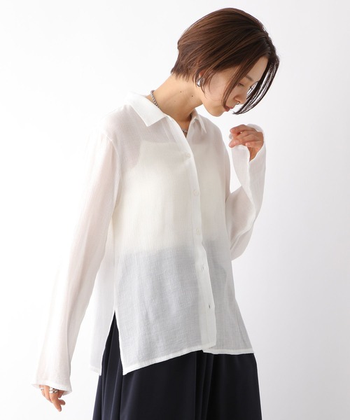 LEPSIM（レプシィム）の「シアー楊柳シャツ　122004（シャツ/ブラウス・レディース・ブラック/オフホワイト/イエロー・FREE）」の2枚目の写真