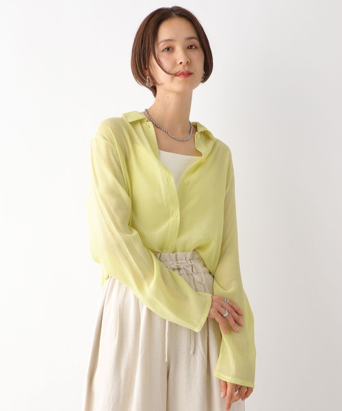 LEPSIM（レプシィム）の「シアー楊柳シャツ　122004（シャツ/ブラウス・レディース・ブラック/オフホワイト/イエロー・FREE）」の3枚目の写真