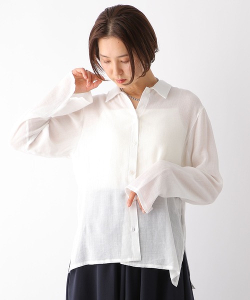 LEPSIM（レプシィム）の「シアー楊柳シャツ　122004（シャツ/ブラウス・レディース・ブラック/オフホワイト/イエロー・FREE）」の6枚目の写真