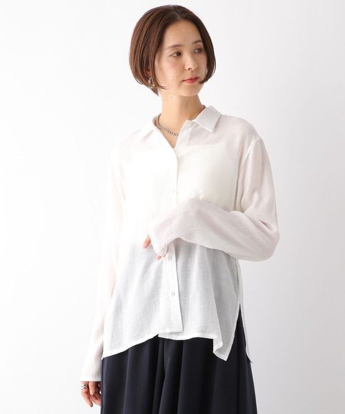 LEPSIM（レプシィム）の「シアー楊柳シャツ　122004（シャツ/ブラウス・レディース・ブラック/オフホワイト/イエロー・FREE）」の4枚目の写真