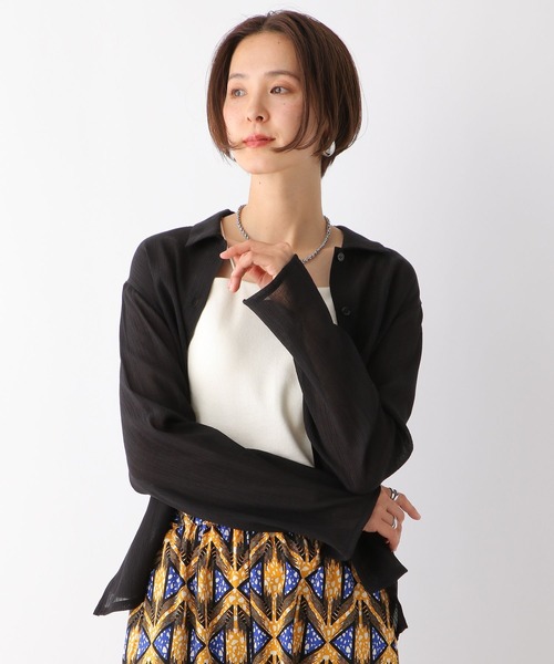 LEPSIM（レプシィム）の「シアー楊柳シャツ　122004（シャツ/ブラウス・レディース・ブラック/オフホワイト/イエロー・FREE）」の10枚目の写真