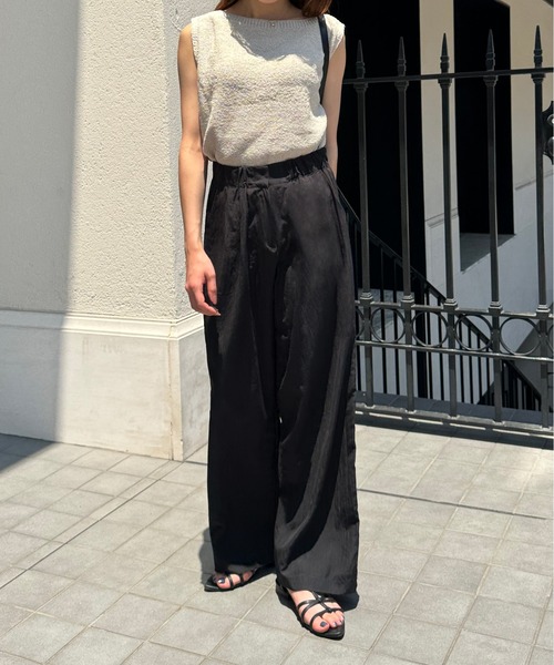 LE MORE(リモア)の「ナイロンタックワイドパンツ(その他パンツ・レディース・ブラック/チャコール/アイボリー・FREE)」の9枚目の写真