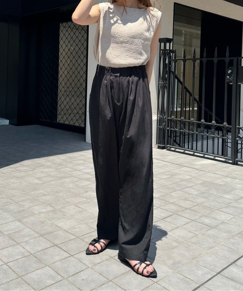 LE MORE(リモア)の「ナイロンタックワイドパンツ(その他パンツ・レディース・ブラック/チャコール/アイボリー・FREE)」の11枚目の写真