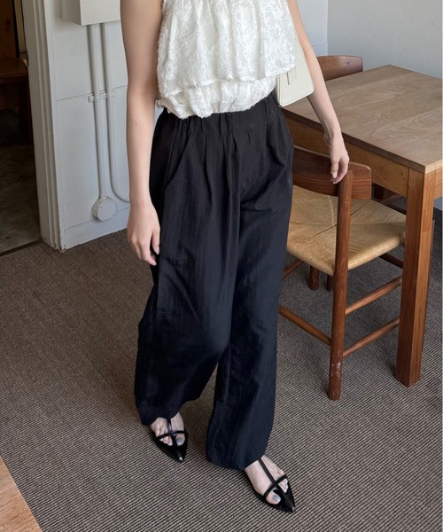 LE MORE(リモア)の「ナイロンタックワイドパンツ(その他パンツ・レディース・ブラック/チャコール/アイボリー・FREE)」の15枚目の写真