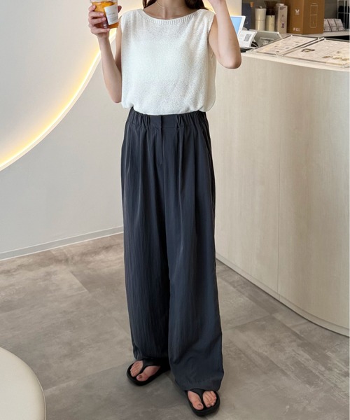 LE MORE(リモア)の「ナイロンタックワイドパンツ(その他パンツ・レディース・ブラック/チャコール/アイボリー・FREE)」の19枚目の写真