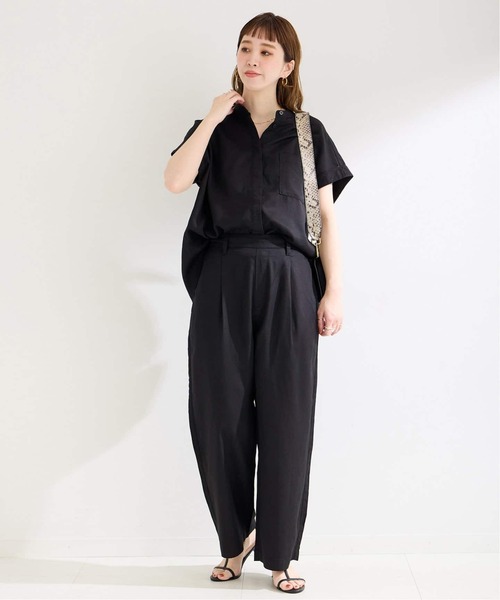 B.C STOCK(ベーセーストック)の「《追加》手洗い可 / セルロースワイドパンツ(その他パンツ・レディース・ブルー系その他/ブラック/アイボリー・FREE)」の5枚目の写真