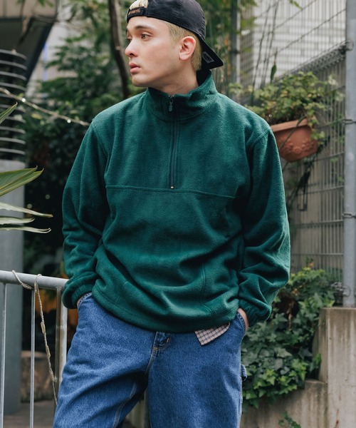 トレーナー スウェット HARRITON/ハリトン QUARTER-ZIP FLEECE PULLOVER ハーフジップ フリース レディース realsyndrome トレーナー スウェット HARRITON/ハリトン QUARTER