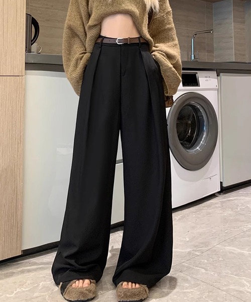 IRADOWL(アイラドール)の「ハイウエストタックデザインロングパンツ(スラックス・レディース・ブラック/ボルドー/モカ・LARGE/MEDIUM/SMALL)」の6枚目の写真