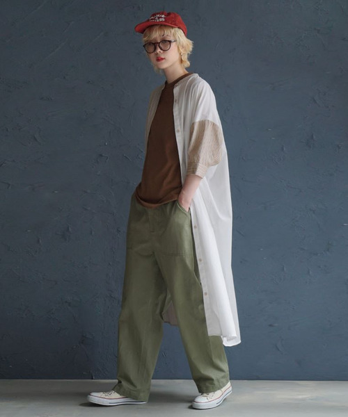 zootie（ズーティー）の「ストライプスイッチ シャツワンピース（シャツワンピース・レディース・ネイビー/ベージュ・M）」の4枚目の写真