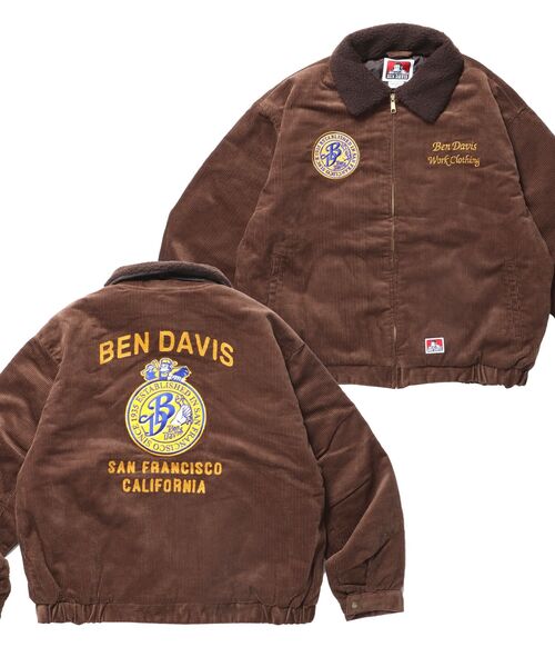 BEN DAVIS（ベンデイビス）の「【BEN DAVIS（ベンデイビス）】REMOVAL BOA COLLAR CORD JACKET / ジャケット ジップ オーバーサイズ ボア 刺繍 ワッペン 中綿（その他アウター・メンズ・ブラウン/ネイビー/ブラック/オフホワイト・MEDIUM/LARGE/X-LARGE）」の3枚目の写真