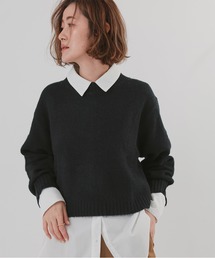 クルーネッククロップドオーバーサイズニット