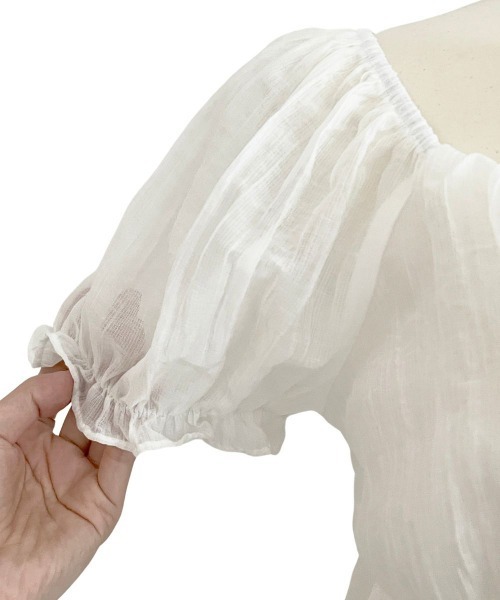 by muni:r（バイ ムニール）の「【新色追加】ラブリーラッフルパフブラウス（シャツ/ブラウス・レディース・ブラック/ホワイト/ピンク・FREE）」の16枚目の写真