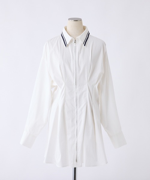 one after another NICE CLAUP（ワンアフターアナザーナイスクラップ）の「フロントジップシャツワンピース（シャツワンピース・レディース・ベージュ/ブラック系その他/オフホワイト/グレー系その他・FREE）」の15枚目の写真