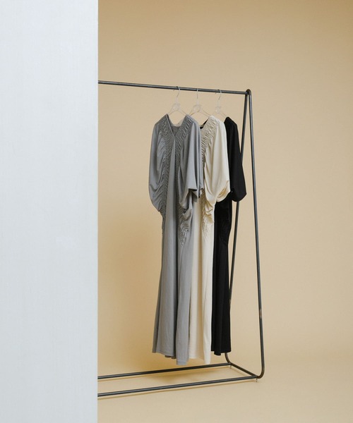 シャーリングワンピース UNTITLED｜【コットン100/夏ワンピ/ナロー】シャーリング