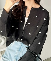 GeeRA | ドットジャガードクルーネックニットカーディガン(カーディガン/ボレロ)
