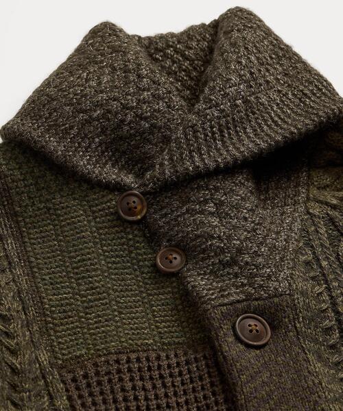 【セール】パッチワーク ウールブレンド ショール カーディガン（カーディガン/ボレロ）｜RRL（ダブル アール エル）