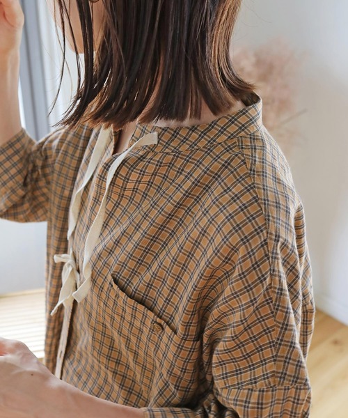 Crisp（クリスプ）の「ショートスリーブサージカルシャツワンピース（ワンピース・レディース・ベージュ/ネイビー/ブラウン・FREE）」の9枚目の写真